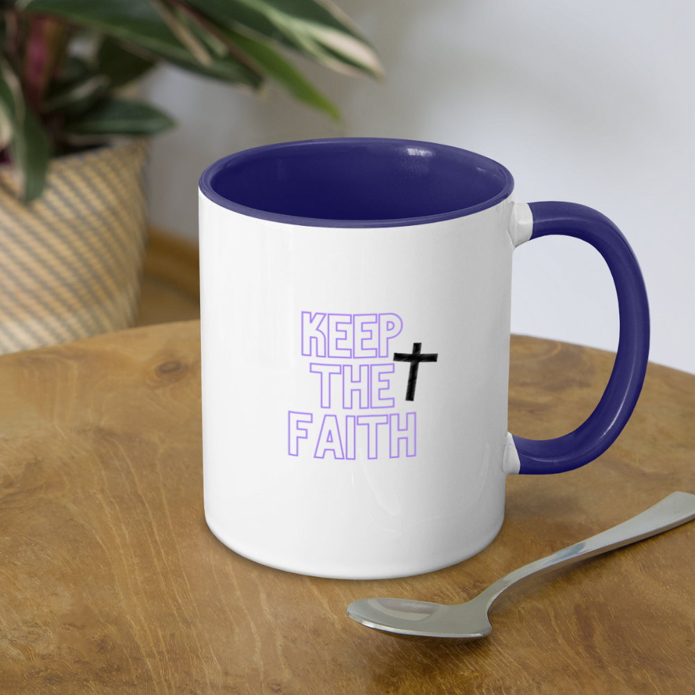 Keep the Faith Contrast Coffee Mug - white/cobalt blue