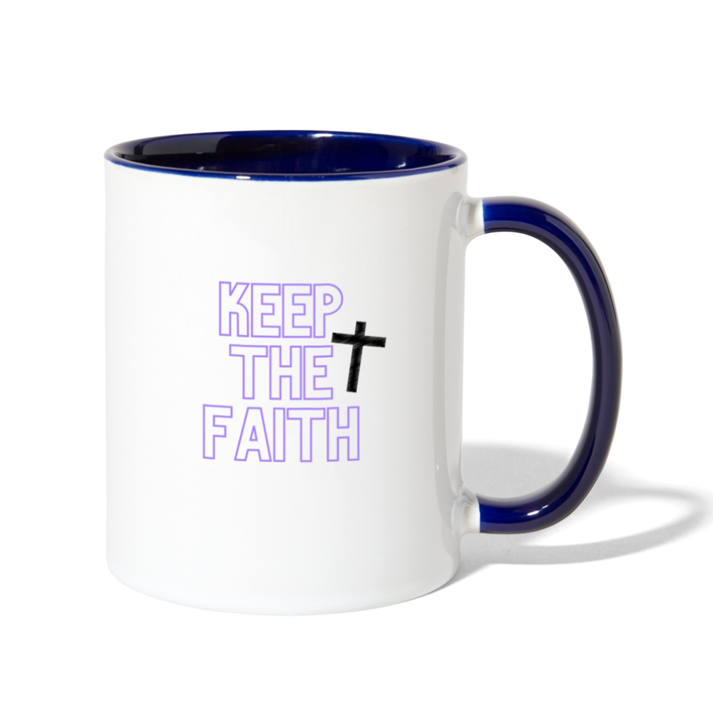 Keep the Faith Contrast Coffee Mug - white/cobalt blue