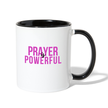 Load image into Gallery viewer, Prayer is Powerful Contrast Coffee Mug - white/black
