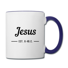 Load image into Gallery viewer, Jesus Est. Contrast Coffee Mug - white/cobalt blue
