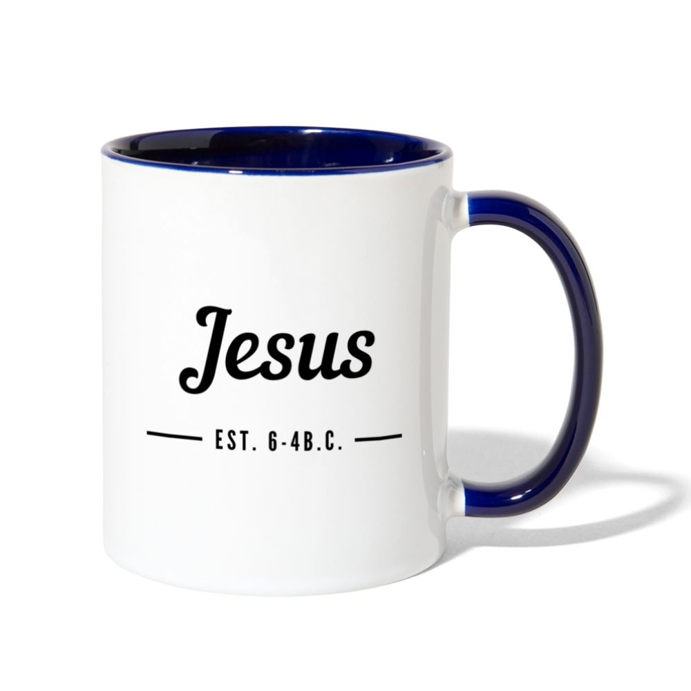 Jesus Est. Contrast Coffee Mug - white/cobalt blue