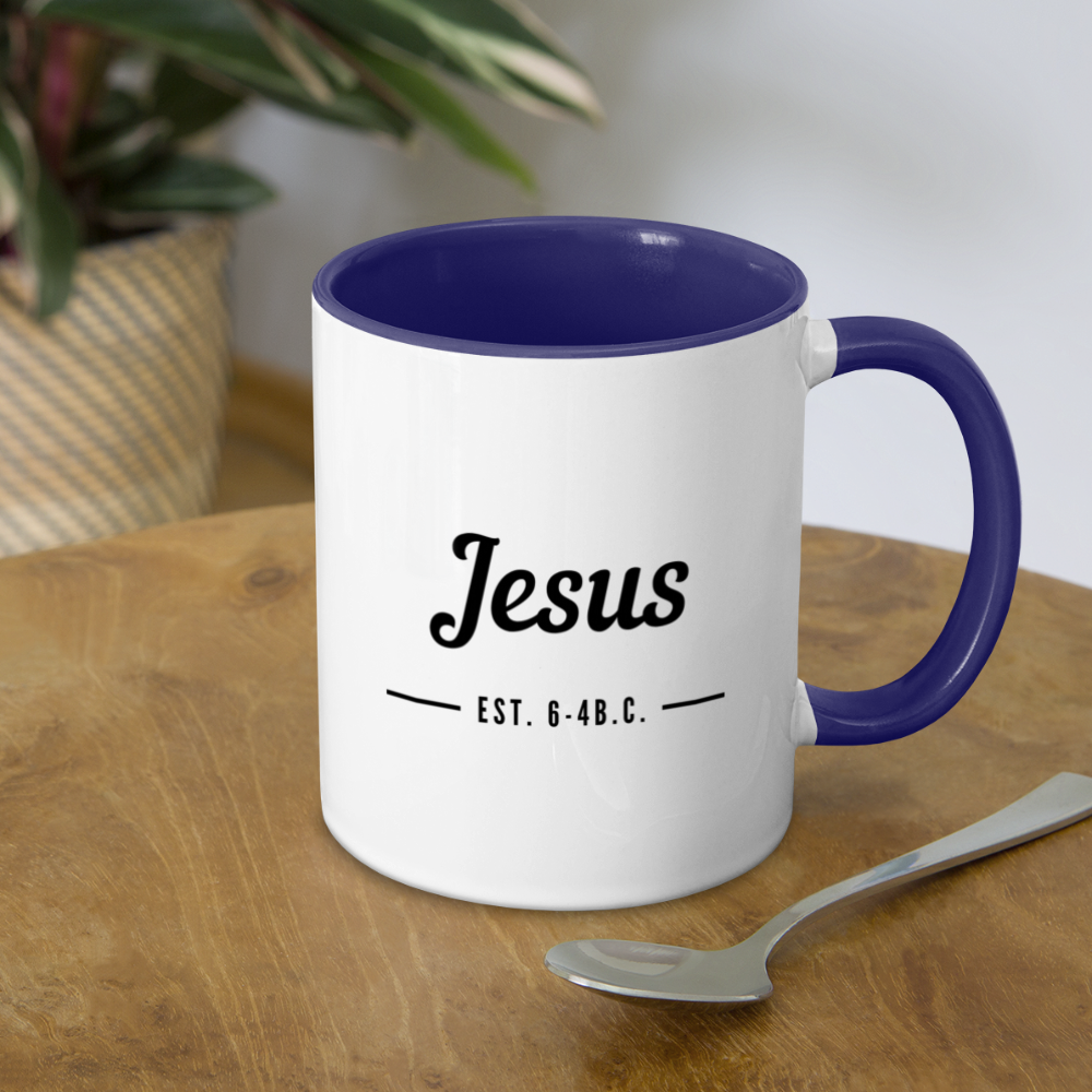 Jesus Est. Contrast Coffee Mug - white/cobalt blue