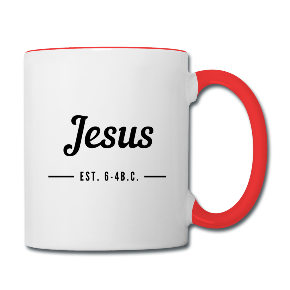 Jesus Est. Contrast Coffee Mug - white/red