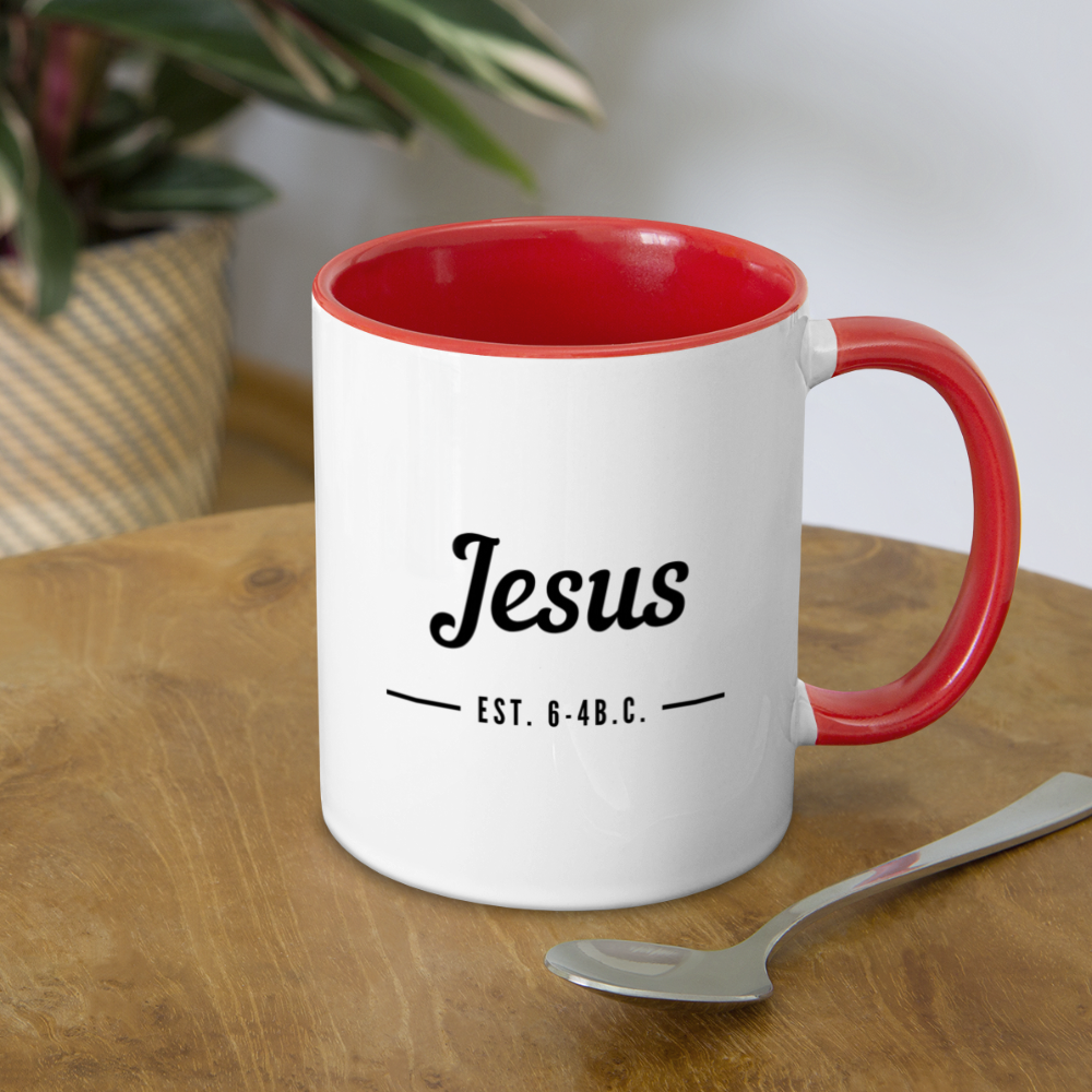 Jesus Est. Contrast Coffee Mug - white/red