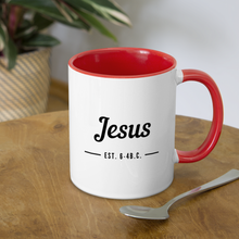 Load image into Gallery viewer, Jesus Est. Contrast Coffee Mug - white/red
