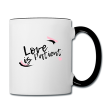 Load image into Gallery viewer, Love is Patient Contrast Coffee Mug - white/black
