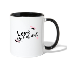 Load image into Gallery viewer, Love is Patient Contrast Coffee Mug - white/black
