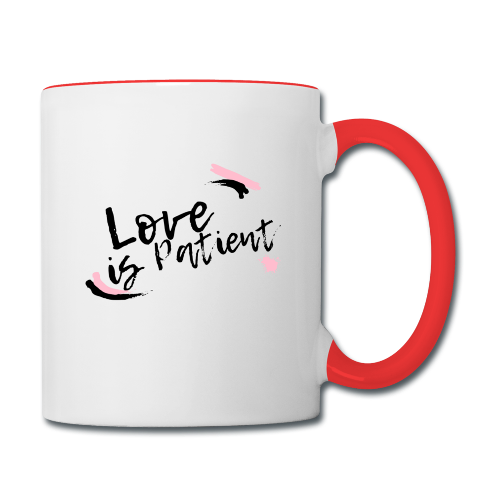 Love is Patient Contrast Coffee Mug - white/red
