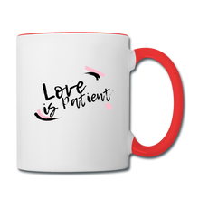 Load image into Gallery viewer, Love is Patient Contrast Coffee Mug - white/red
