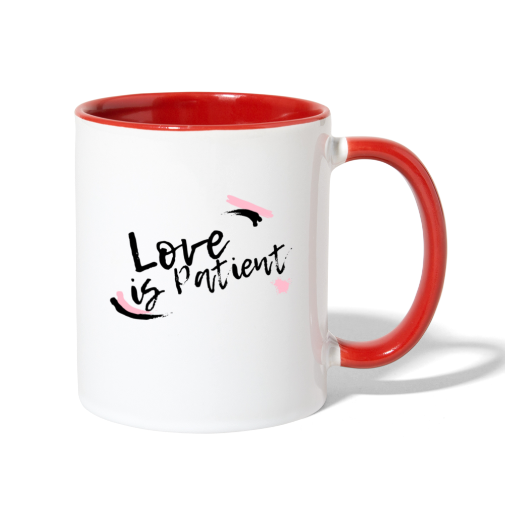 Love is Patient Contrast Coffee Mug - white/red