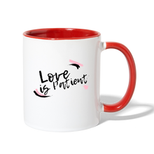 Load image into Gallery viewer, Love is Patient Contrast Coffee Mug - white/red
