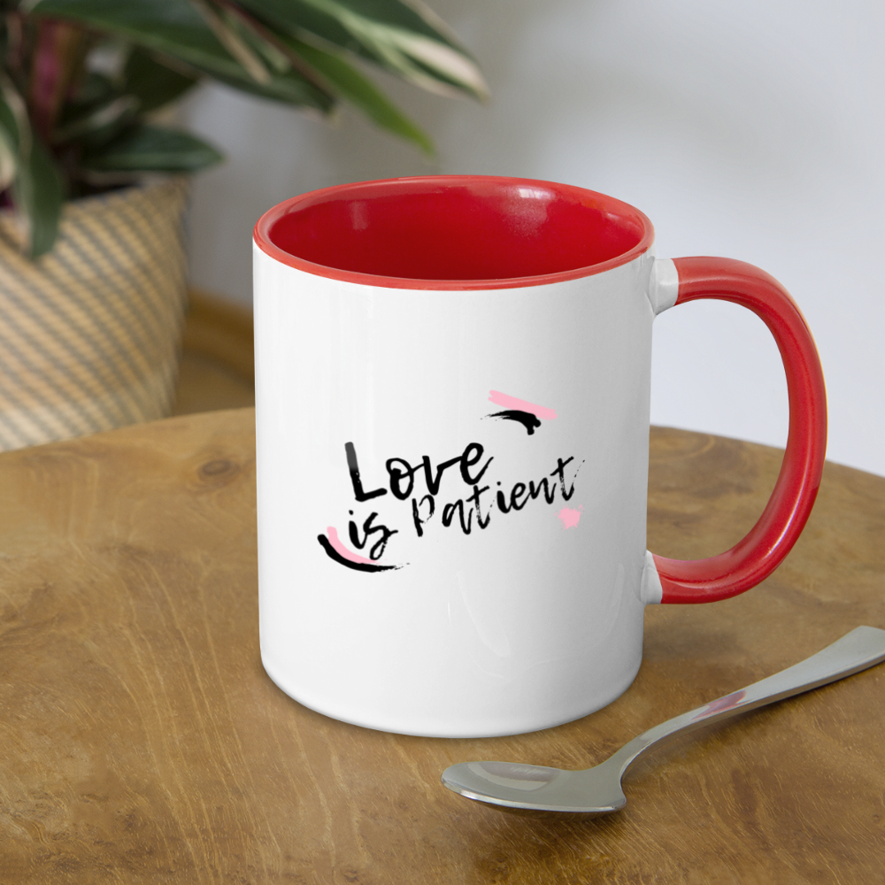 Love is Patient Contrast Coffee Mug - white/red