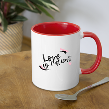 Load image into Gallery viewer, Love is Patient Contrast Coffee Mug - white/red
