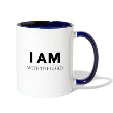 Load image into Gallery viewer, I Am With The Lord Contrast Coffee Mug - white/cobalt blue
