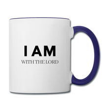 Load image into Gallery viewer, I Am With The Lord Contrast Coffee Mug - white/cobalt blue
