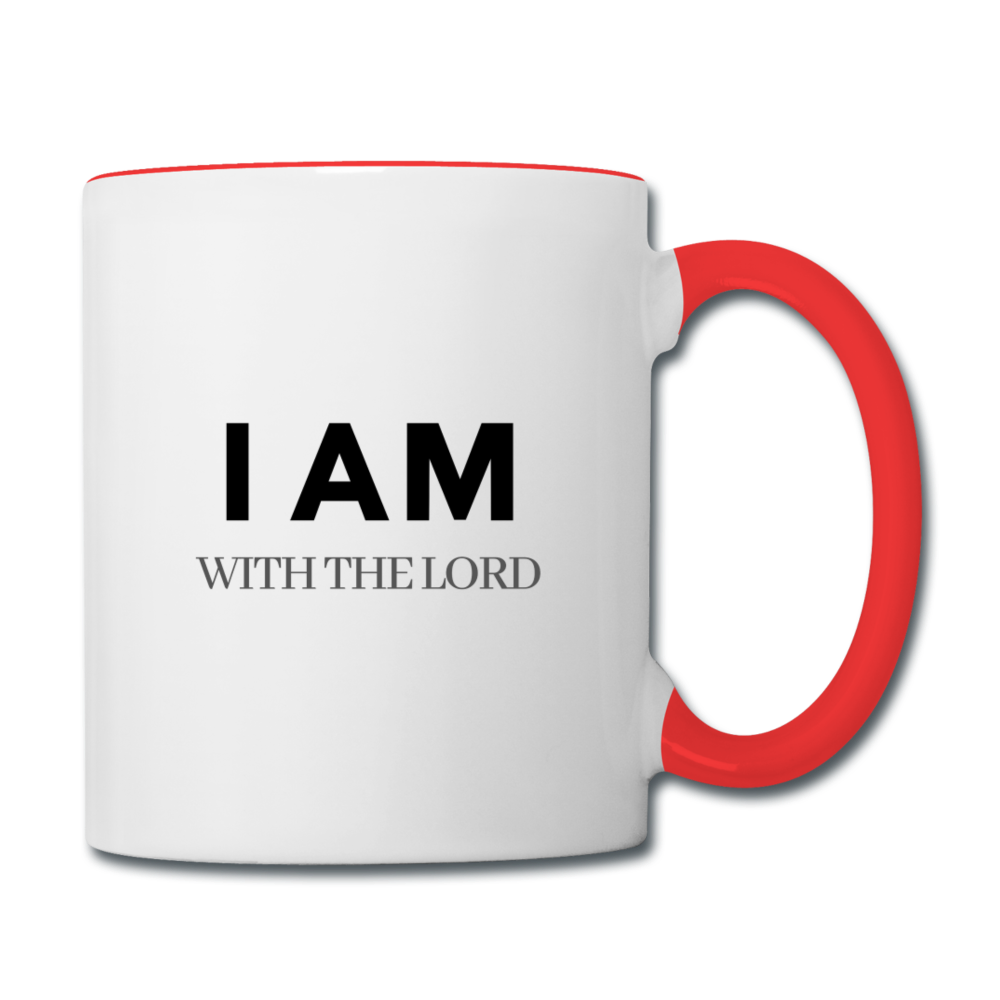 I Am With The Lord Contrast Coffee Mug - white/red
