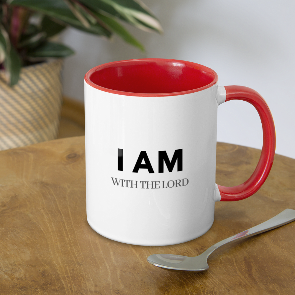 I Am With The Lord Contrast Coffee Mug - white/red