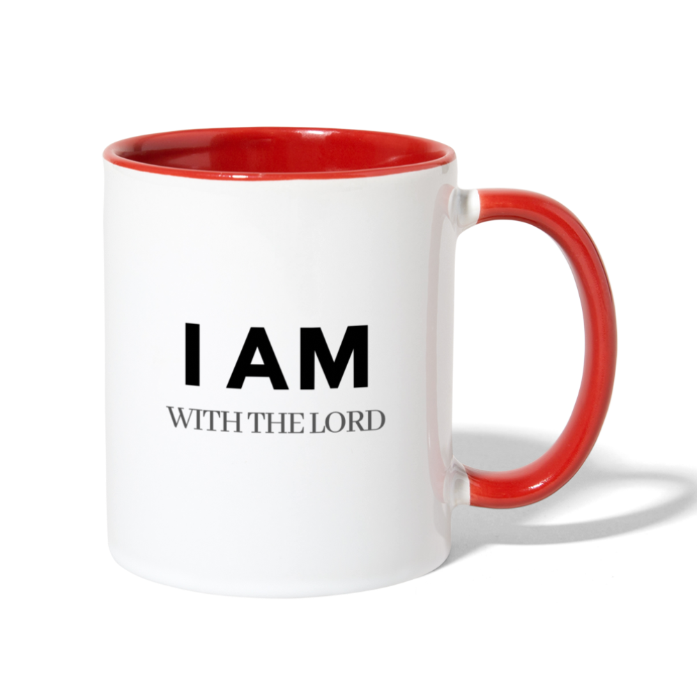 I Am With The Lord Contrast Coffee Mug - white/red