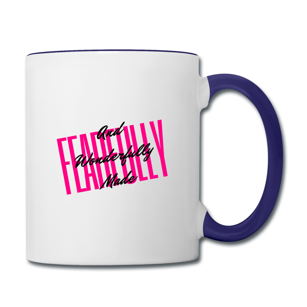 Wonderfully Made Contrast Coffee Mug - white/cobalt blue