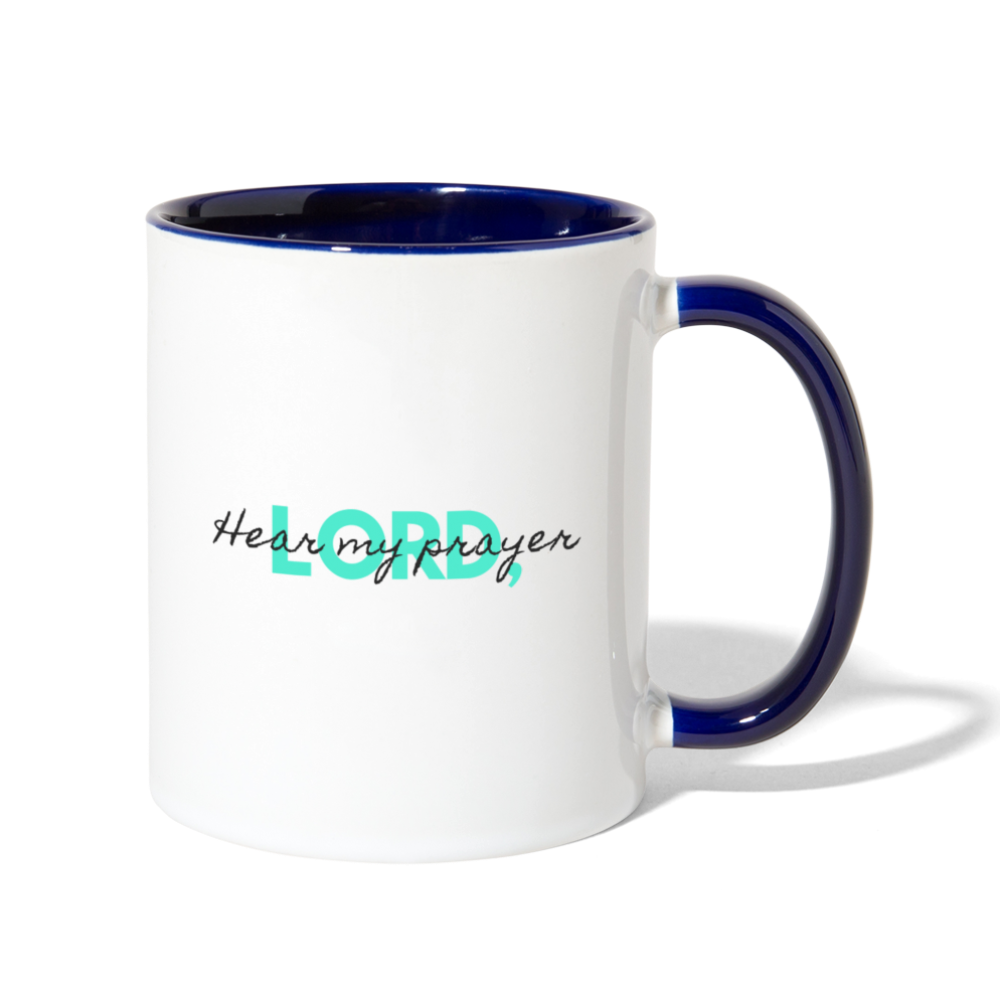 Hear My Prayer Contrast Coffee Mug - white/cobalt blue