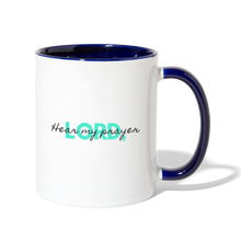 Load image into Gallery viewer, Hear My Prayer Contrast Coffee Mug - white/cobalt blue
