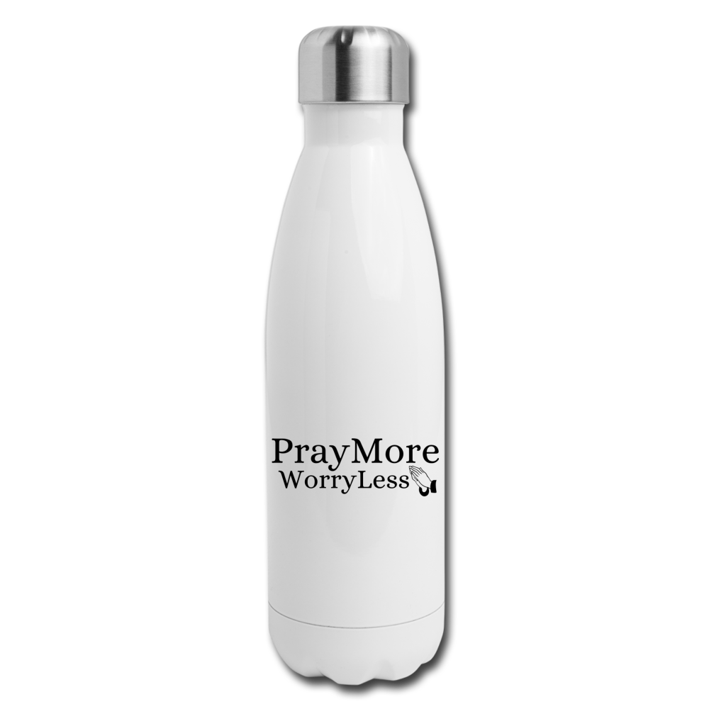 PrayMore WorryLess  Insulated Stainless Steel Water Bottle - white