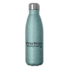 Load image into Gallery viewer, PrayMore WorryLess  Insulated Stainless Steel Water Bottle - turquoise glitter
