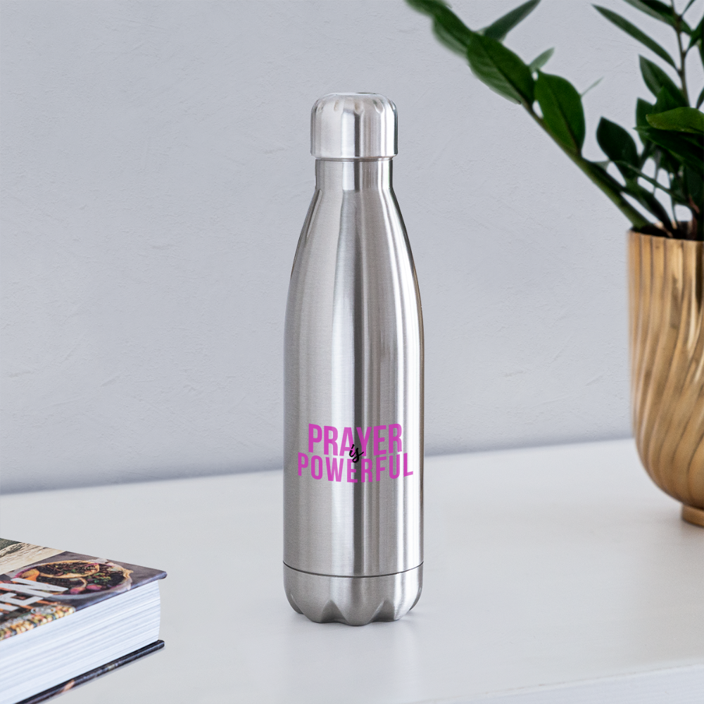 Prayer is Powerful Insulated Stainless Steel Water Bottle - silver