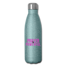 Load image into Gallery viewer, Prayer is Powerful Insulated Stainless Steel Water Bottle - turquoise glitter
