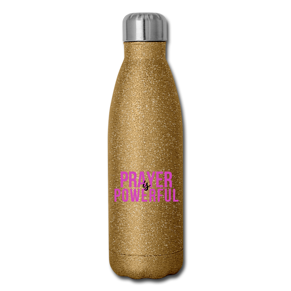 Prayer is Powerful Insulated Stainless Steel Water Bottle - gold glitter