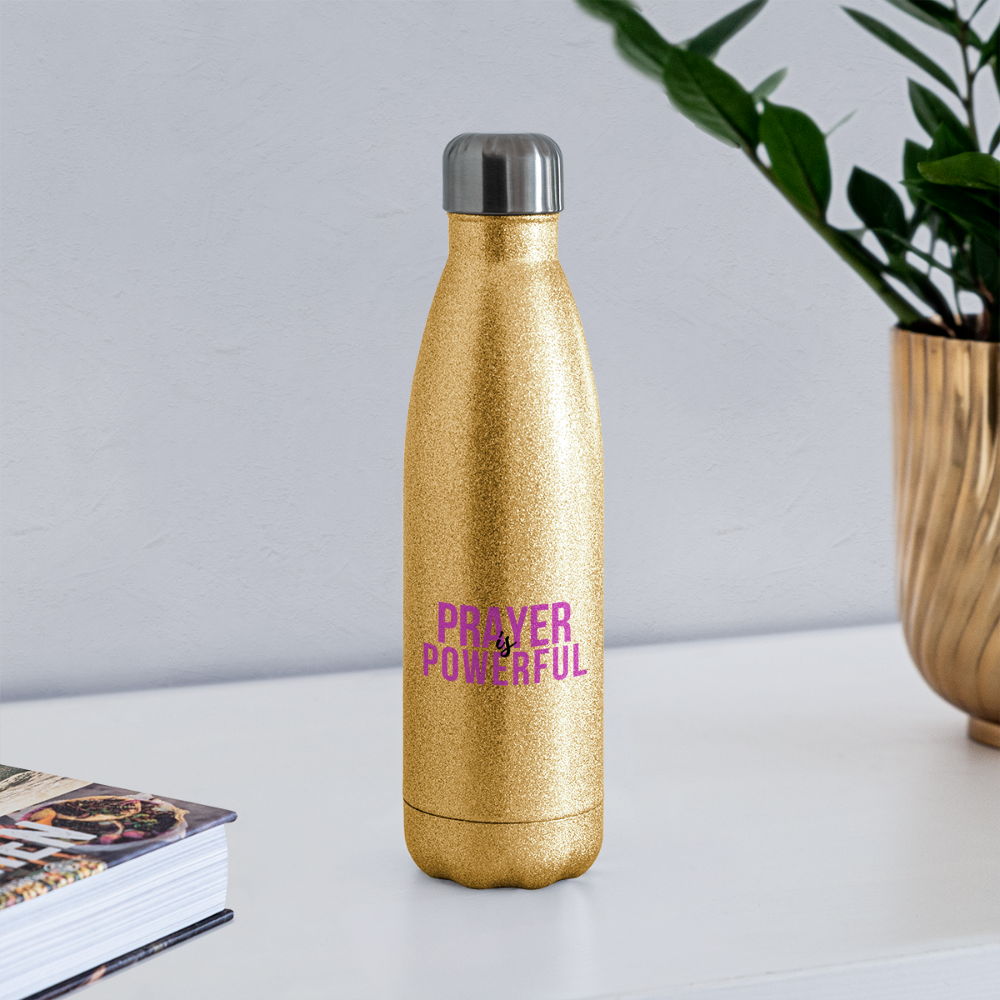 Prayer is Powerful Insulated Stainless Steel Water Bottle - gold glitter