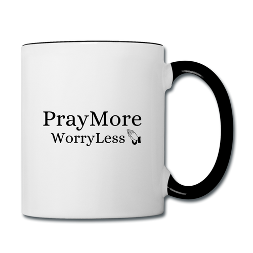 PrayMore WorryLess Contrast Coffee Mug - white/black