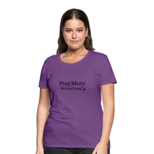 Load image into Gallery viewer, PrayMore WorryLess Women’s Premium T-Shirt - purple
