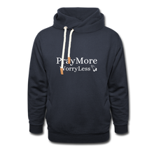 Load image into Gallery viewer, PrayMore WorryLess Shawl Collar Hoodie - navy
