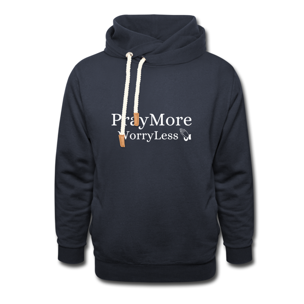 PrayMore WorryLess Shawl Collar Hoodie - navy