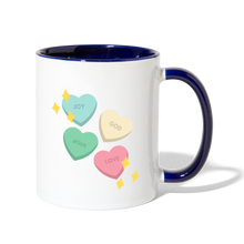 Load image into Gallery viewer, Heart of God Contrast Coffee Mug - white/cobalt blue
