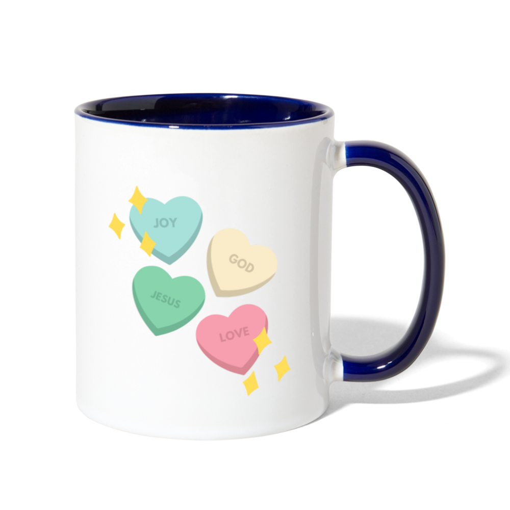 Heart of God Contrast Coffee Mug - white/cobalt blue