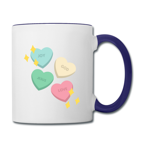 Heart of God Contrast Coffee Mug - white/cobalt blue