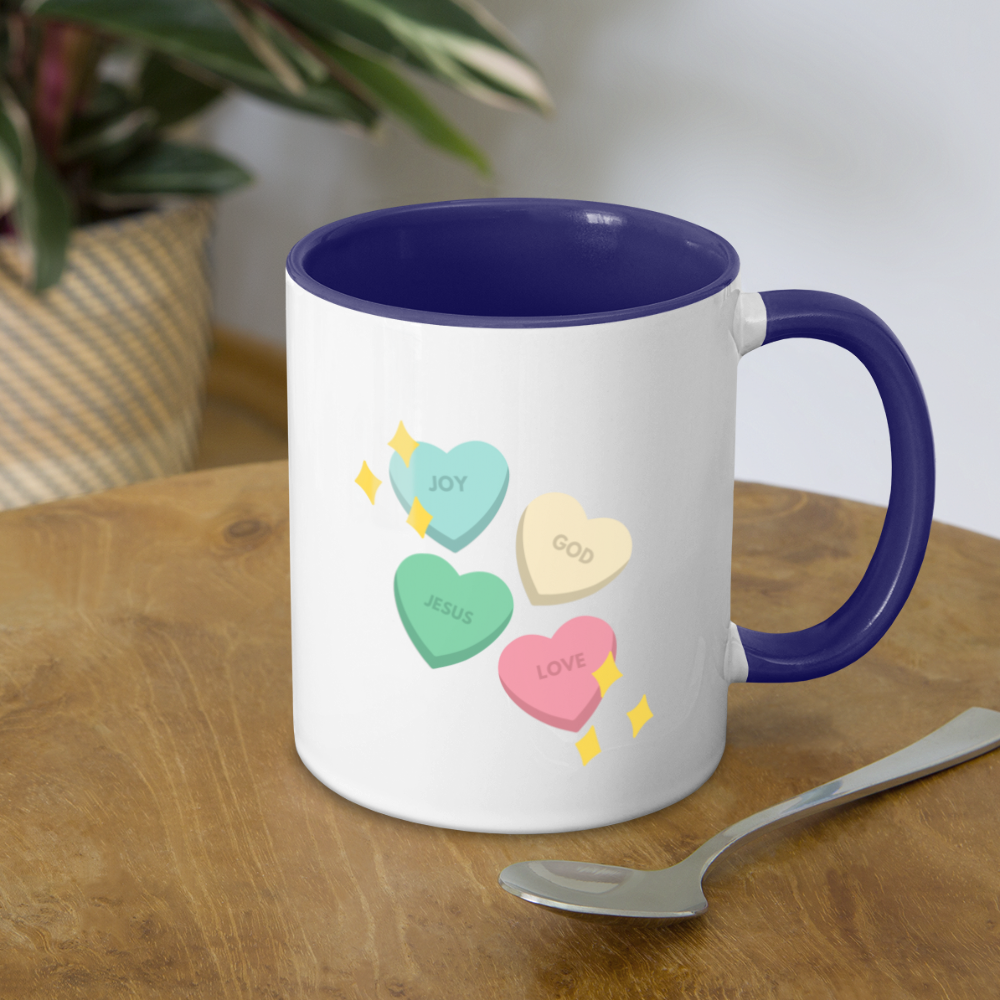 Heart of God Contrast Coffee Mug - white/cobalt blue
