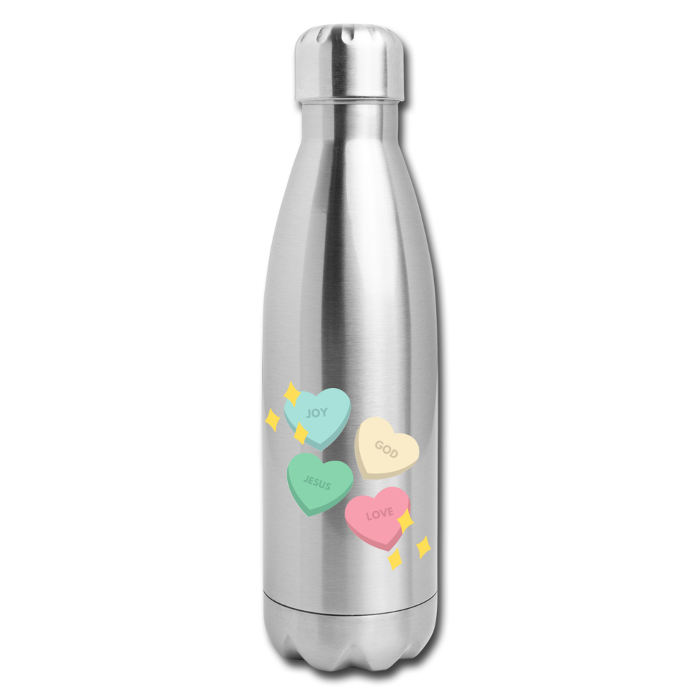 Heart of God Insulated Stainless Steel Water Bottle - silver