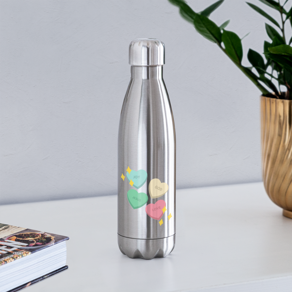 Heart of God Insulated Stainless Steel Water Bottle - silver