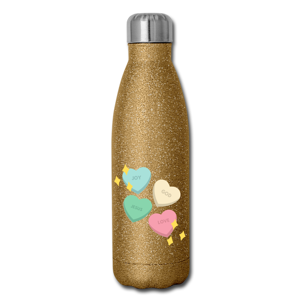 Heart of God Insulated Stainless Steel Water Bottle - gold glitter