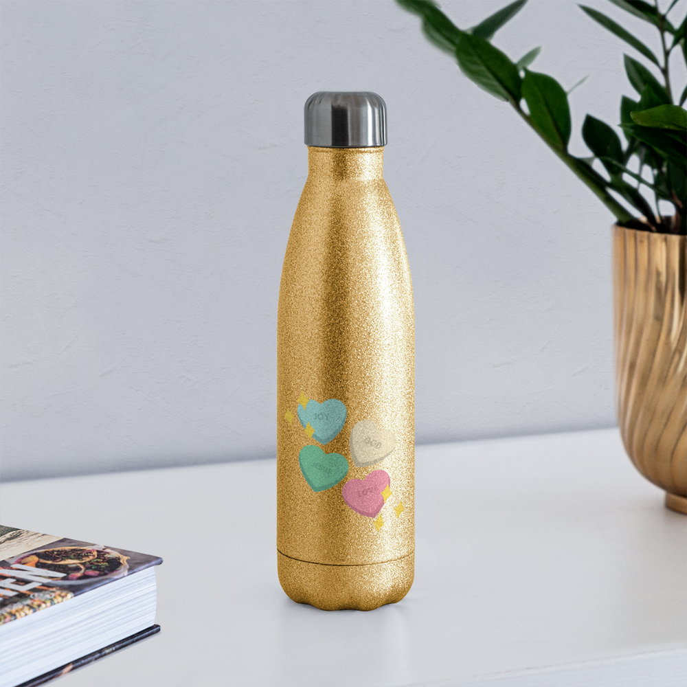 Heart of God Insulated Stainless Steel Water Bottle - gold glitter