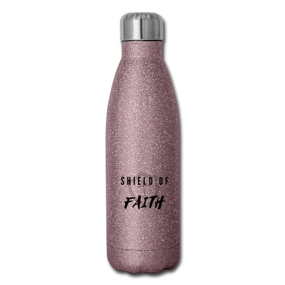 Shield Of Faith Insulated Stainless Steel Water Bottle - pink glitter