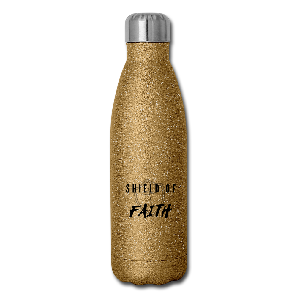 Shield Of Faith Insulated Stainless Steel Water Bottle - gold glitter