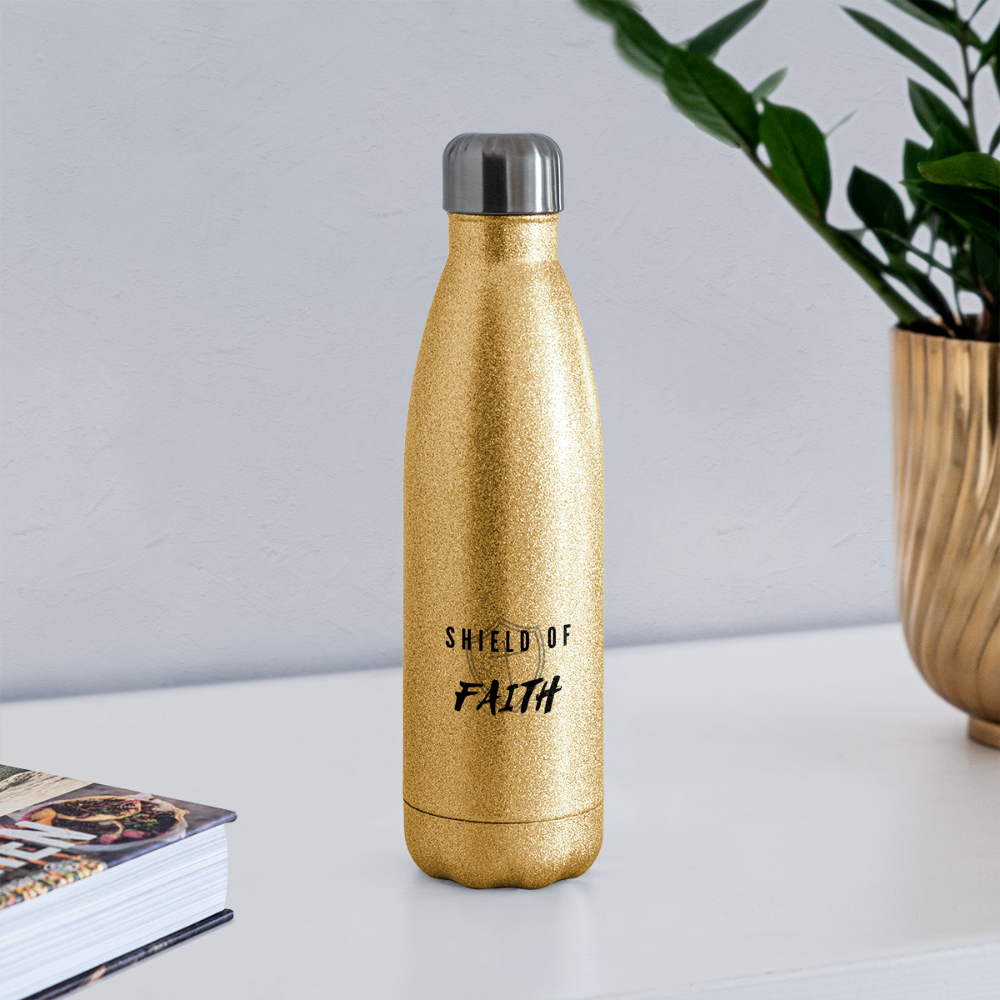 Shield Of Faith Insulated Stainless Steel Water Bottle - gold glitter