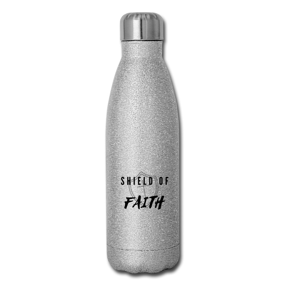 Shield Of Faith Insulated Stainless Steel Water Bottle - silver glitter