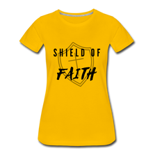 Load image into Gallery viewer, Shield of Faith Women’s Premium T-Shirt - sun yellow
