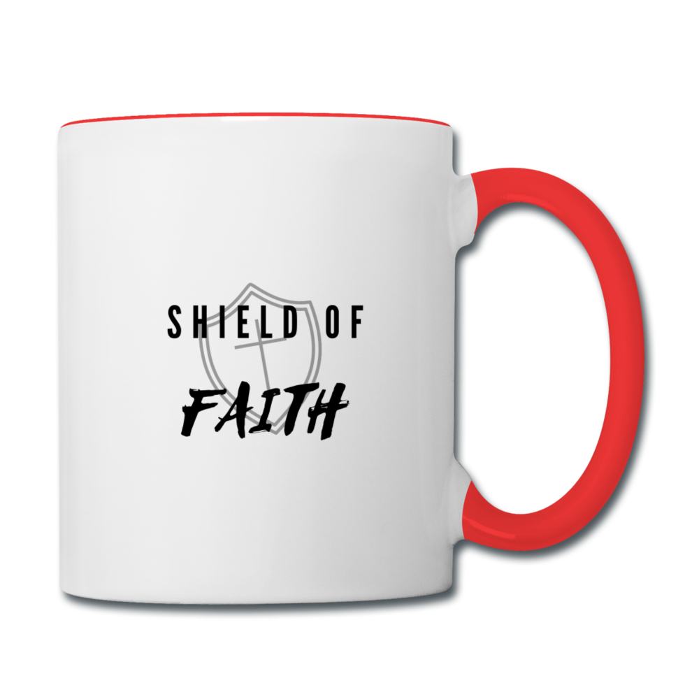 Shield of Faith Contrast Coffee Mug - white/red