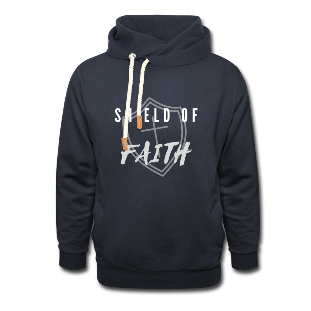 Shield of Faith Shawl Collar Hoodie - navy